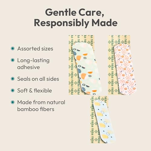 FEBU Shape Scapes Print Bamboo Fabric Bandages, 50 Count Strips - style: Strips – Shape Scapes (50 Count)