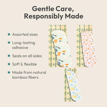 FEBU Shape Scapes Print Bamboo Fabric Bandages, 50 Count Strips - style: Strips – Shape Scapes (50 Count)