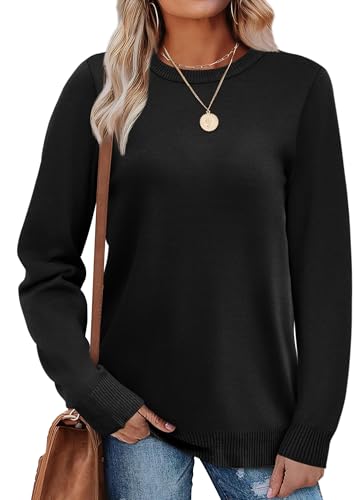 WIHOLL Sweaters for Women Lightweight Fall Tops Pullover Long Sleeve Shirts - color: Black, size: X-Large