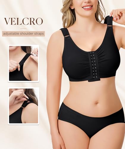 BRABIC Surgical Bra for Post Surgery Mastectomy Compression - color: Black, size: Large
