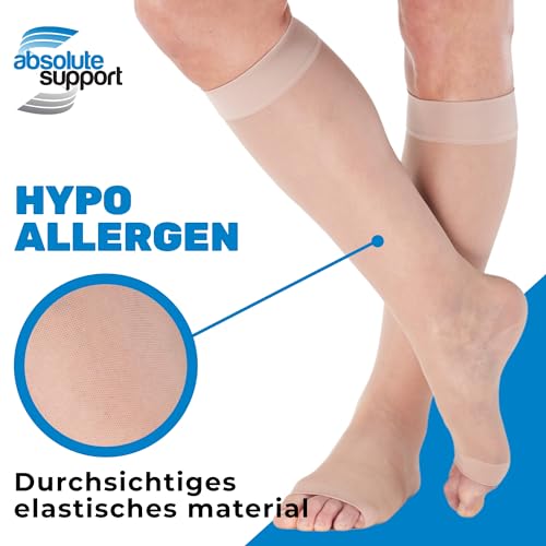 ABSOLUTE SUPPORT Women Knee High Compression Socks 15-20mmHg, Nude, Large - color: Nude, size: Large