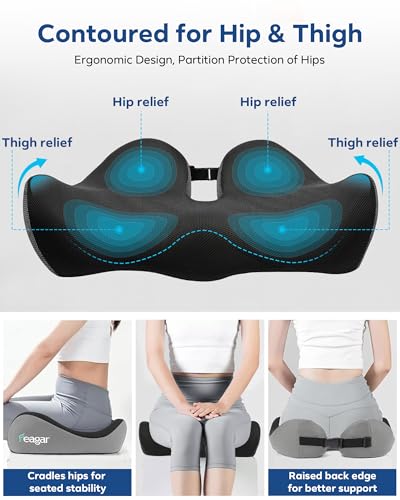 Seat Cushion - Memory Foam Ergonomic Seat Cushion -for Long Sitting - color: Gray
