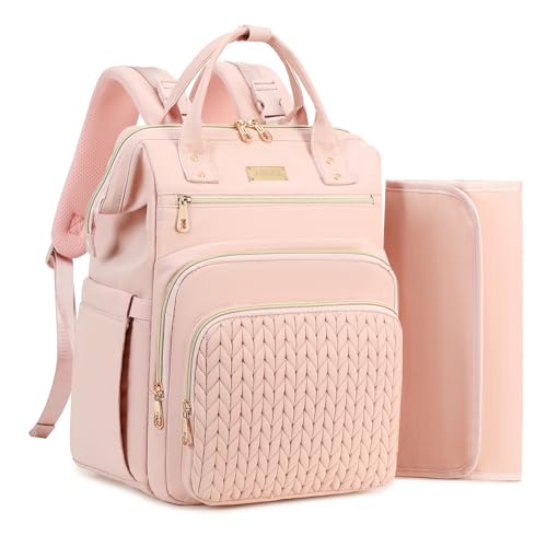AIJIEKE Large Diaper Bag Backpack, Extra Wide Travel Diaper Bag, Pink - color: Pink