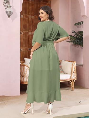SCOMCHIC Women Plus Size Wedding Guest Maxi Dress - color: Sage Green, size: Large