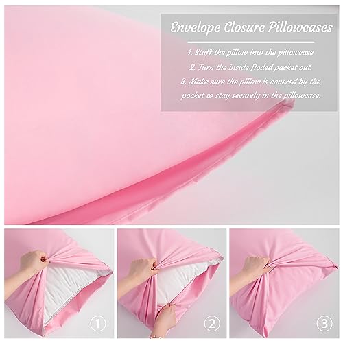 NTBAY Standard Microfiber Pillowcases, Set of 2, Pink - color: Pink, size: Standard (20"x26")