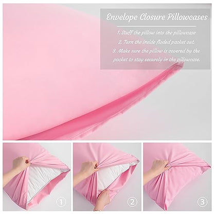 NTBAY Standard Microfiber Pillowcases, Set of 2, Pink - color: Pink, size: Standard (20"x26")