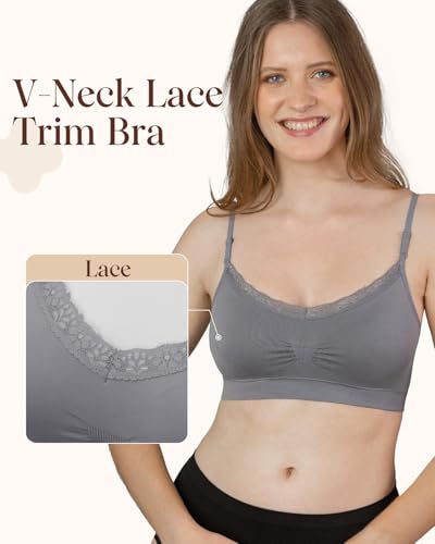 Coobie Lace V-Neck Bra for Women - color: Med Grey, size: One Size