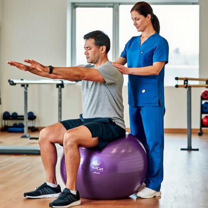 Purple 25-Inch Inflatable Exercise Ball – PVC Core Strengthening & Balance Ball - color: Purple