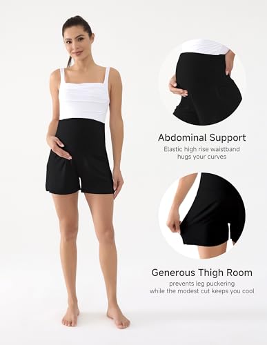 Viscose from Bamboo Maternity Summer Lounge Pajama Shorts - color: Black/Dark Grey/Grey, size: Large
