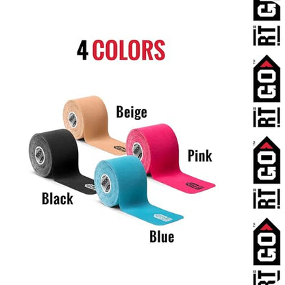 RockTape Go Standard Adhesive Pre-Cut Kinesiology Tape (Pink) - color: Pink, style: STANDARD