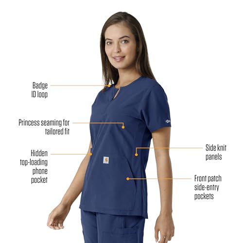 Carhartt Scrubs C12413 Women's Force® Essentials Modern Fit Notch Neck - color: Navy, size: Small