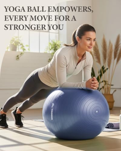 Trideer Yoga Ball for Exercise, Pregnancy, Active Sitting, 55/65/75cm - color: Midnight Blue, size: L(23-26ines/58-65cm)