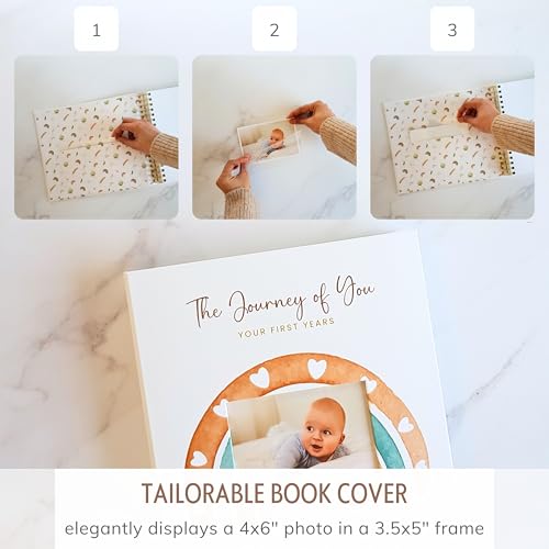 Personalized Rainbow Baby Book, Boho Theme, 4x6 Photo Cover, First 5 Years - color: Boho Blooms Spectrum