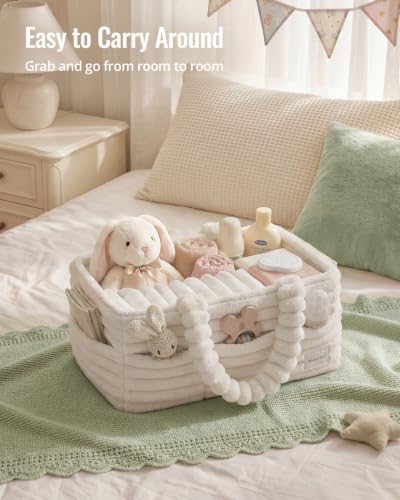 Blissful Diary Flannel Diaper Caddy Organizer & Gift Packaging, Cream Beige - color: Cream Beige