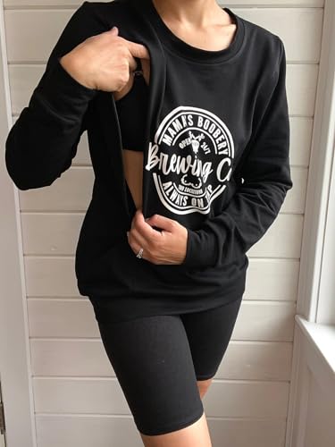 Women Maternity Nursing Sweatshirt Mama's Boobery Hidden Zipper Hoodies - color: Black, size: Medium