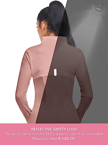 VUTRU Women's Workout Yoga Jacket Full Zip Running Athletic Track Jacket - color: Back Mesh Vent Pink, size: X-Small