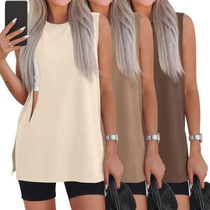 Ficerd 3 Pack Women's Nursing Tank Tops - color: Cream, Camel, Light Brown, size: XX-Large