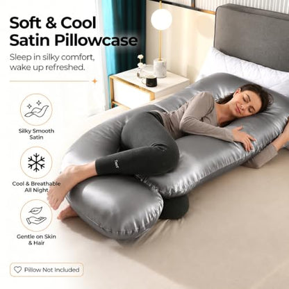 Cooling Pregnancy Pillowcase Compatible with 55 to 57 Inch Maternity Pillow