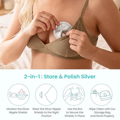 Paruu Silver Nursing Cups with Soft Silicone Flange, 1.77in/45mm - size: Flange-L-1.77in/45mm