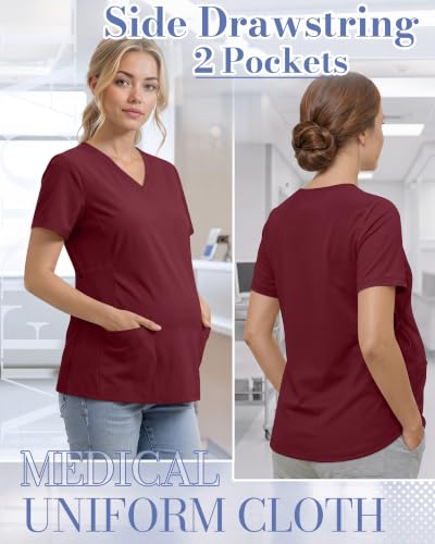 Neer Women's Maternity Scrub Top - color: Wine Red, size: Medium
