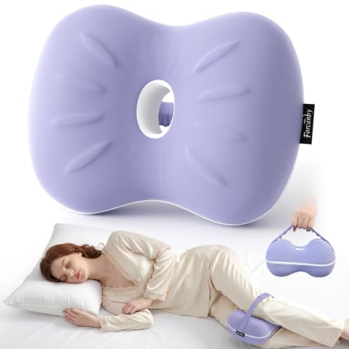 Knee Pillow for Side Sleepers - Smooth Spine Alignment Pillow, Memory Foam Knee Pillows for Back Hip Pain, Spine Aligning, Sciatica, Surgery Recovery, Pregnancy - color: Purple-regular