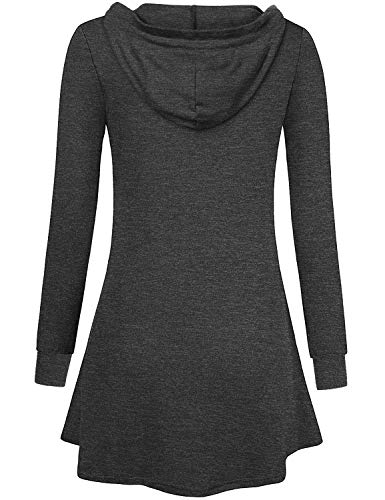 Miusey Womens Zip Up Long Hoodie Jacket Lightweight Tunic Sweatshirt Open Front Cardigan - color: Gray-2, size: Medium
