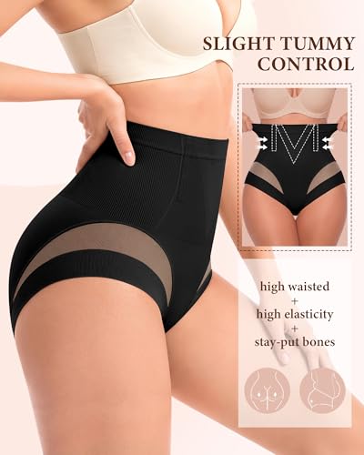 MEIYATING Women's Light Tummy Control Underwear Compression Panties - color: Black, size: XX-Large