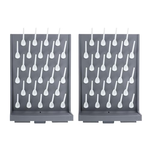 2 Pcs Lab Glassware Drying Rack, 27 Detachable Pegs Wall Mount Glassware Drying Rack, Heavy Duty PP Lab Pegboard for Test Tubes, Beakers, Flasks, Lab Supplies