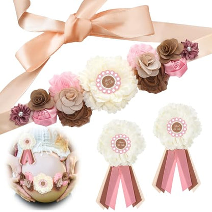 Chicingyou Mom to Be Sash Cielito Lindo Pink Belly Band Corsage Pins - color: Pink