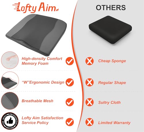 Lofty Aim Car Seat Cushion, Memory Foam Car Seat Cushions for Long Driving - color: Obsidian Speck Black