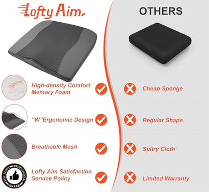 Lofty Aim Car Seat Cushion, Memory Foam Car Seat Cushions for Long Driving - color: Obsidian Speck Black