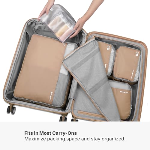 Traveler's Choice Cloverland Packing Cubes, 5-Piece Set, Light Beige - color: Light Beige