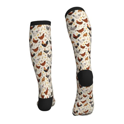 Compression Socks Women and Men 15-20mmHg-Circulation Support Socks for Athletic Running Cycling - color: Chicken