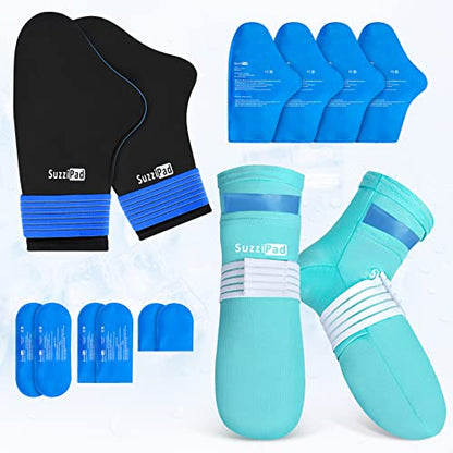 SuzziPad Cold Socks & Hands Ice Pack for Chemo Must Haves, Blue, L - size: L, style: Cold Therapy Socks and Gloves