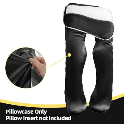 BALAPET Silky Satin Pregnancy Pillow Cover (ONLY Pillowcase), U Shaped Luxurious Smooth Maternity Pillow Cover, Soft & Breathable Large Pillow Protector with Hidden Zip for Side Sleeper, Black - color: Black