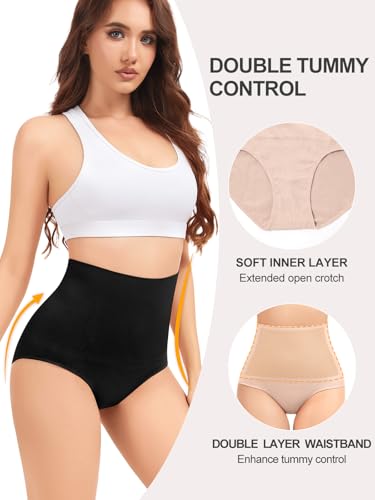 OVRUNS Tummy Control Shapewear Panties for Women High Waisted Compression Underwear C Section Postpartum Full Coverage Briefs - color: Black, size: Medium