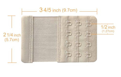 Women Pack of 3 Soft Comfortable 4 Hooks Bra Extender - color: Beige, 1/2 Inch Spacing