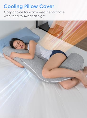 QUEEN ROSE Body Pillow for Side Sleepers, Cooling S Shaped Hug Pillow, Grey - color: Grey