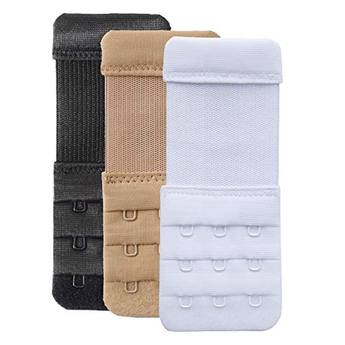 Women's Bra Extenders 4 Hook / 3 Hook / 5 Hook / 2 Hook Soft Comfortable Stretchy Bra Extension Strap - color: 3 Color, 3 Hook 1/2" Spacing