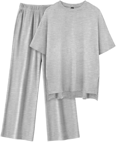 RUBZOOF Womens Lounge Sets 2 Piece Outfits Matching Clothing - color: Light Grey, size: Medium