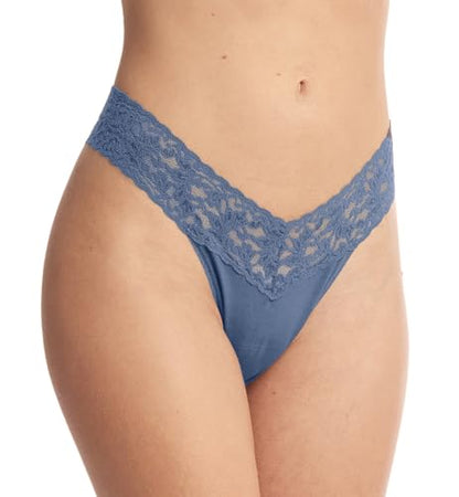 hanky panky, Supima Cotton Low Rise Thong - color: Washed Indigo Blue