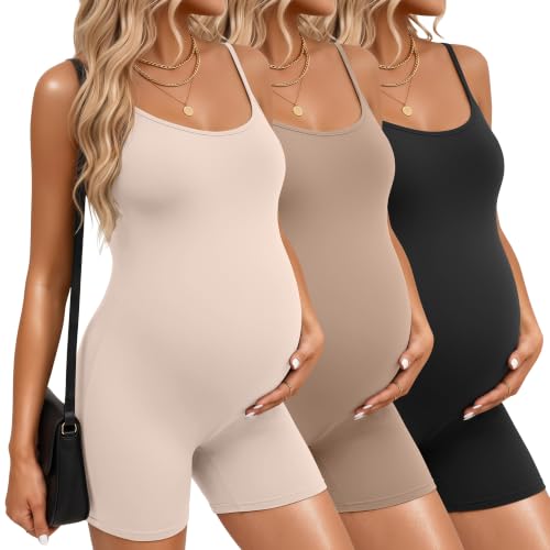 3 Pack Women's Maternity Bodysuits - color: Apricot, Khaki, Dark Coffee, size: X-Large