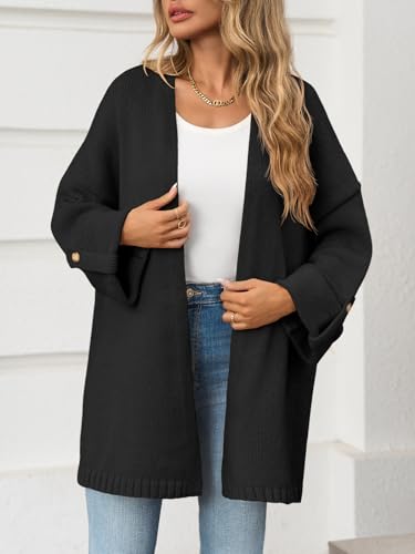 Saodimallsu Womens Oversized Long Cardigan Sweaters Casual Fall Trendy Coat - color: Black, size: Large