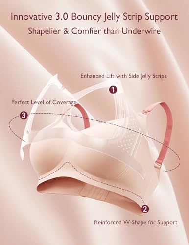 Momcozy Nursing Bra 3.0 Jelly Strip Lift Supprt Seamless Maternity Bra - color: Peach Rose, size: Medium