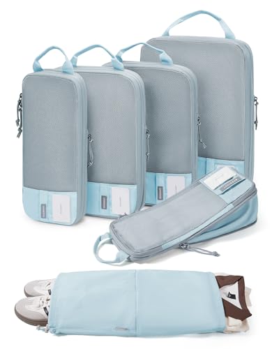BAGSMART Compression Packing Cubes for Travel Essentials - color: Starlight Bluen, size: Set of 6