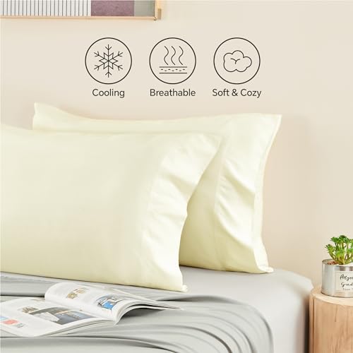 BEDELITE Pillow Cases Standard Size 2Pcs, Rayon Derived from Bamboo, Cream - color: Cream, size: 2 Pack Standard（20"X 26"）