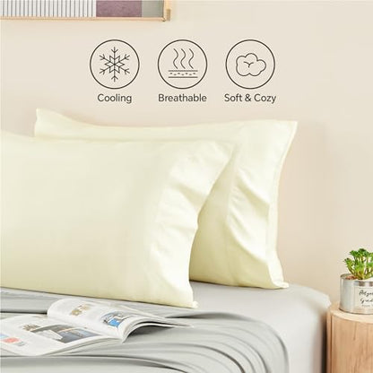 BEDELITE Body Pillow Pillowcase, Rayon from Bamboo, Cream, 20"x54" - color: Cream, size: Body（20"X 54"）
