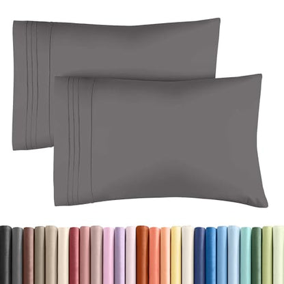 King Standard Pillow Cases Set of 2 - Soft Pillowcase Covers - Dark Grey - color: 06 - Dark Grey, size: King Standard
