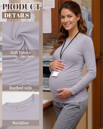 Neer 3 Pack Maternity Under Scrub T Shirt Long Sleeve Undershirt - color: Black, Dark Gray, Light Gray, size: Small