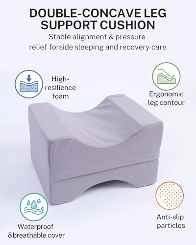 Ergonomic Memory Foam Knee Pillow for Side Sleepers, Multi-Position Leg Support Cushion for Spine Alignment & Hip Back Sciatica Pain Relief, Removable Washable Cover